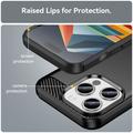 iPhone 15 Pro Børstet TPU Cover - Karbonfiber - Sort