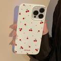 iPhone 15 Pro TPU-cover med kirsebærmønster - Hvid
