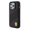 iPhone 15 Pro Ferrari Perforeret Etui med Skrå Linjer - Sort