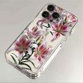iPhone 15 Pro TPU Cover med Blomstermønster - Lyserød lilje