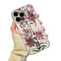 iPhone 15 Pro TPU Cover med Blomstermønster - Lyserød lilje