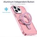 iPhone 15 Pro Glitter Hybrid Cover med Kickstand - MagSafe-kompatibel - Pink