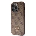 iPhone 15 Pro Guess 4G Strass Triangle Metal Logo Cover med Crossbody Rem - Brun