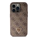 iPhone 15 Pro Guess 4G Strass Triangle Metal Logo Cover med Crossbody Rem - Brun