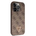 iPhone 15 Pro Guess 4G Strass Triangle Metal Logo Cover med Crossbody Rem - Brun