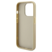 iPhone 15 Pro Guess Fixed Glitter 4G Metal Logo Cover - Guld