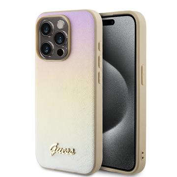 iPhone 15 Pro Guess Iridescent Metal Script Hybrid Cover
