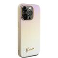 iPhone 15 Pro Guess Iridescent Metal Script Hybrid Cover