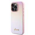 iPhone 15 Pro Guess Iridescent Metal Script Hybrid Cover - Pink
