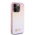 iPhone 15 Pro Guess Iridescent Metal Script Hybrid Cover - Pink