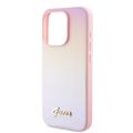 iPhone 15 Pro Guess Iridescent Metal Script Hybrid Cover - Pink