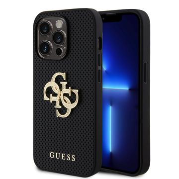 iPhone 15 Pro Guess Perforeret 4G Glitter Logo Cover - Sort