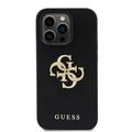 iPhone 15 Pro Guess Perforeret 4G Glitter Logo Cover - Sort
