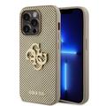 iPhone 15 Pro Guess Perforeret 4G Glitter Logo Cover - Guld