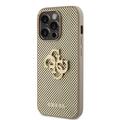 iPhone 15 Pro Guess Perforeret 4G Glitter Logo Cover - Guld