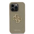 iPhone 15 Pro Guess Perforeret 4G Glitter Logo Cover - Guld