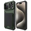 iPhone 15 Pro hybrid-etui med kortholder - MagSafe-kompatibel - Grøn