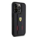 iPhone 15 Pro Max Ferrari Carbon Grip Stativ Cover - Sort