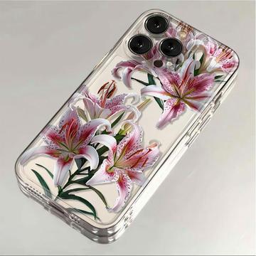 iPhone 15 Pro Max TPU Cover med Blomstermønster - Lyserød lilje