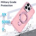 iPhone 15 Pro Max Glitter Hybrid Cover med Kickstand - MagSafe-kompatibel - Pink