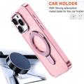 iPhone 15 Pro Max Glitter Hybrid Cover med Kickstand - MagSafe-kompatibel - Pink