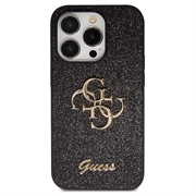 iPhone 15 Pro Max Guess Fixed Glitter 4G Metal Logo Cover - Sort