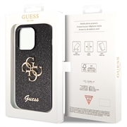 iPhone 15 Pro Max Guess Fixed Glitter 4G Metal Logo Cover - Sort