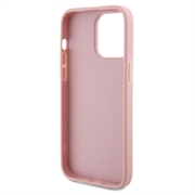 iPhone 15 Pro Max Guess Fixed Glitter 4G Metal Logo Cover - Pink