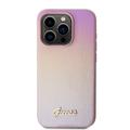 iPhone 15 Pro Max Guess Iridescent Metal Script Hybrid Cover - Pink