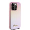 iPhone 15 Pro Max Guess Iridescent Metal Script Hybrid Cover - Pink