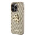 iPhone 15 Pro Max Gæt Perforeret 4G Glitter Logo Cover - Guld