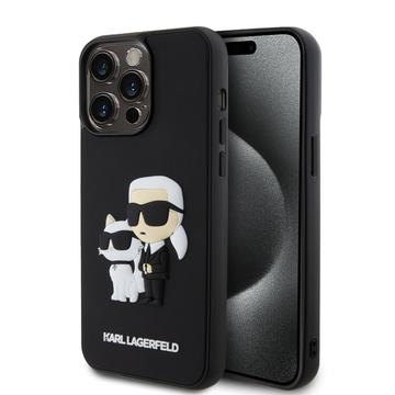 iPhone 15 Pro Max Karl Lagerfeld 3D-gummi Karl & Choupette NFT-etui - sort