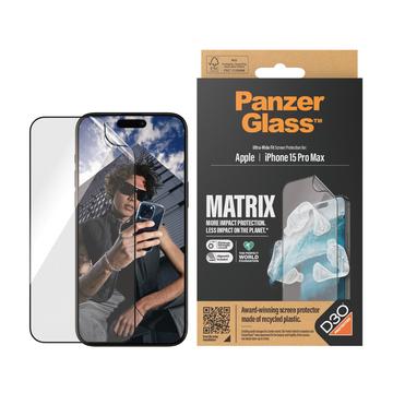 iPhone 15 Pro Max PanzerGlass Matrix D3O UWF skærmbeskytter m. AlignerKit - Sort kant