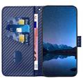 iPhone 15 Pro Max Premium Wallet-etui med rem - kulfiberstruktur - Kulstofblå