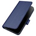 iPhone 15 Pro Max Premium Wallet-etui med rem - kulfiberstruktur - Kulstofblå