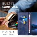 iPhone 15 Pro Max Premium Wallet-etui med rem - kulfiberstruktur - Kulstofblå