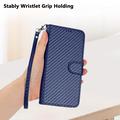 iPhone 15 Pro Max Premium Wallet-etui med rem - kulfiberstruktur - Kulstofblå