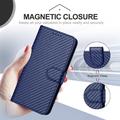 iPhone 15 Pro Max Premium Wallet-etui med rem - kulfiberstruktur - Kulstofblå