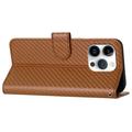 iPhone 15 Pro Max Premium Wallet-etui med rem - kulfiberstruktur - Kulstofkaffe