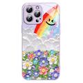 iPhone 15 Pro Max Smil og Regnbue Hybrid Cover - Lilla
