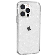 iPhone 15 Pro Max Stylish Glitter Series Hybrid Cover - Hvid