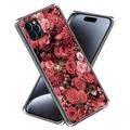 iPhone 15 Pro Max Stilfuld Ultra-Slim TPU Cover - Røde Blomster