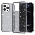 iPhone 15 Pro Stylish Glitter Series Hybrid Cover - Grå