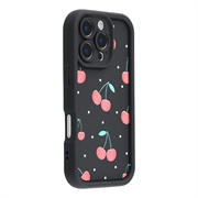 iPhone 15 Pro Stilfuldt stødsikkert TPU cover med forhøjede kanter - sort / Kirsebær