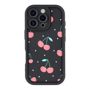 iPhone 15 Pro Stilfuldt stødsikkert TPU cover med forhøjede kanter - sort / Kirsebær