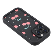 iPhone 15 Pro Stilfuldt stødsikkert TPU cover med forhøjede kanter - sort / Kirsebær