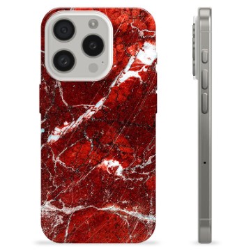 iPhone 15 Pro TPU Cover - Rød Marmor