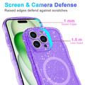 iPhone 15 Pro Wave-Edge Laser Glitter MagSafe Cover - Gennemsigtig lilla