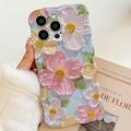 iPhone 15 Pro TPU-cover med bølgede kanter og oliemaleri - Blomster