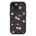 iPhone 15 Stilfuldt stødsikkert TPU cover med forhøjede kanter - sort / Kirsebær